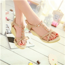 2013爆款欧美罗马T型金属链水钻绑带坡跟女凉鞋高跟一件代发41Qcg