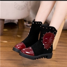 一件代发新款真皮短靴平跟靴子骑士女靴