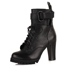 厂家批发100%头层牛皮粗跟高跟马丁靴短靴机车靴骑士靴女春秋靴子