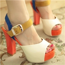 仿皮高跟凉鞋鱼嘴鞋高跟鞋罗马高跟凉鞋时尚韩版凉鞋