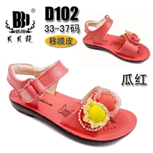 温州贝贝龙童鞋批发D102女童凉鞋沙滩鞋真皮公主鞋厂家直销