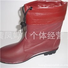 厂家直销供应女款热卖保暖皮口雨鞋/仿皮雨鞋耐磨防滑雨靴短靴