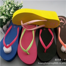 简约女款PINK高跟彩色小狗厚底沙滩休闲人字拖鞋时尚逛街夹趾鞋