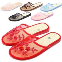 爆款热销夏季新款丝网竹底拖鞋批发防滑平跟女鞋凉鞋拖鞋B036