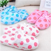 特价批发棉拖韩版家居毛绒拖鞋圆点蝴蝶结软底棉拖鞋