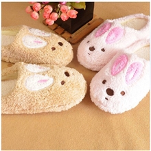 批发冬季新款毛绒女创意兔子居家鞋半包跟厚底情侣拖鞋棉拖鞋