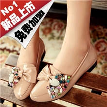 2013年春季漆皮串珠水钻蝴蝶结单鞋免费网络代理加盟一件代发货