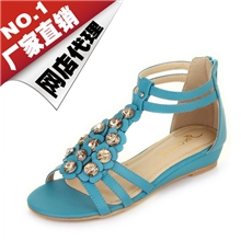 淘宝代理女鞋网店代理2013年坡跟拉链甜美花朵包跟凉鞋加盟数据包