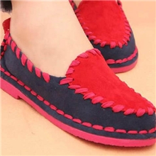 新品2013拼色牛筋底休闲平跟韩版豆豆鞋单鞋圆头学生平底女鞋