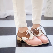 2013新款英伦小尖头雕花系带色拼接学生鞋休闲鞋中跟单鞋