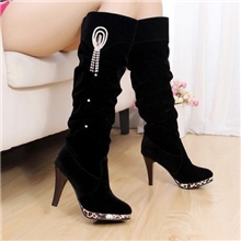 秋冬新款韩版过膝高筒骑士靴细跟防水台长筒靴高跟女鞋单靴子