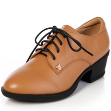 厂家直销2013新款真皮中跟粗跟单鞋系带英伦尖头大码女鞋大牌特价