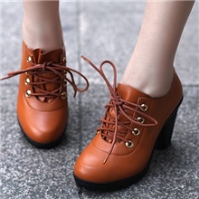 厂家直销欧洲站2013新款真皮英伦高跟单鞋系带粗跟防水台女鞋大码