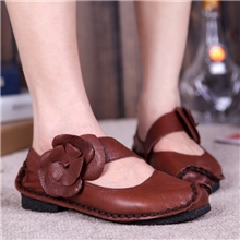 批发春夏女士韩版新款女式绑带单鞋手工真皮女鞋平跟单鞋女鞋