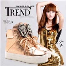 2013新款正品莫蕾蔻蕾镶钻骷髅头松糕鞋时尚靓丽高帮女鞋单鞋