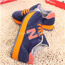 新款韩版女鞋N字母厚底增高鞋韩国拼色松糕鞋潮流女式鞋子单鞋