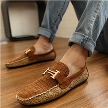 夏季新款真皮裂纹英伦个性男鞋子韩版套脚潮鞋潮流男士休闲豆豆鞋