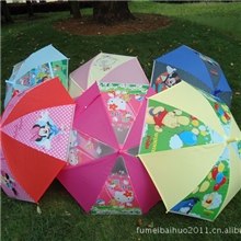 厂家批发外贸迪士尼儿童雨伞透明自动长柄卡通伞睛雨两用