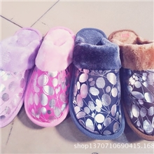 秋冬季吹气底情侣家居室内防滑厚底保暖长毛绒口棉拖鞋