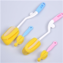 婴儿用品批发360度旋转海棉奶瓶刷二件套清洁刷奶嘴刷