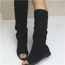 高筒凉靴长靴批发平跟防滑底鱼嘴靴单靴内增高女靴子厂家直销