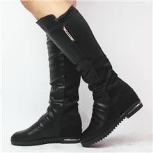 厂家直销新款秋冬靴防滑平底高筒靴皮靴平跟长靴休闲内增高女靴子