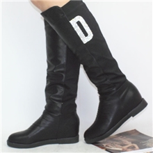 厂家直销防滑防水台平底休闲内增高筒靴平跟保暖冬靴长靴水钻女靴