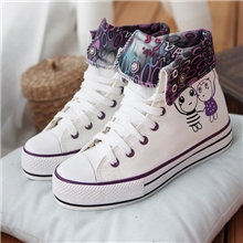 亿尔发春秋季新款厚底松糕休闲帆布鞋韩版女款高帮帆布鞋655