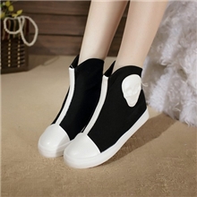 现货批发秋新款松糕鞋高帮厚底帆布鞋骷髅头图案韩版休闲鞋女鞋