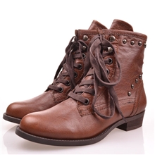 厂家直销东莞女鞋2013秋冬女鞋真皮女靴子欧美女鞋英伦系带短靴