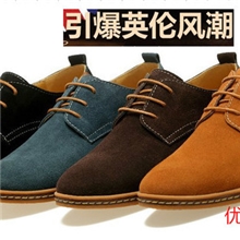 秋冬季男士休闲鞋男鞋正品鞋子时尚潮流反牛皮鞋真皮驼色男鞋