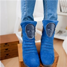 2013秋冬女短靴双拉链骷髅头高帮休闲马丁靴平跟厂家直销