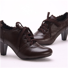 全牛皮深口女鞋粗跟中跟鞋正品单鞋女鞋春秋真皮鞋子一件代发