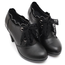 厂家直销新款女鞋真皮粗跟深口单鞋全牛皮职业女白领蕾丝鞋子