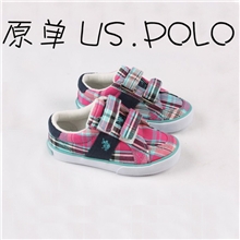 外贸童鞋尾单US.POLO童休闲鞋女童魔术贴帆布鞋外贸尾货鞋