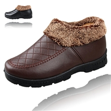 老北京棉鞋冬季新款PU皮棉鞋男款套脚棉鞋低帮套脚加厚休闲鞋