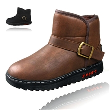 冬季加厚保暖雪地靴男款时尚防水中筒靴子男式新款PU皮棉鞋