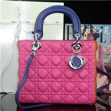 汤唯西雅图同款紫橙梅红彩拼羊皮5格银扣戴妃包实体货源