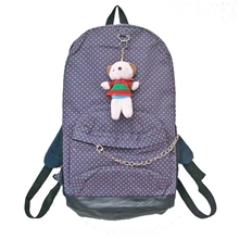 菲林小铺波点带小熊双肩包旅行书包斜纹帆布包现货热批爆款