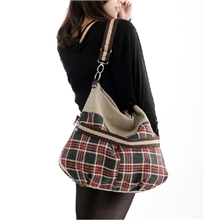 菲林小铺2013新款帆布单肩斜跨包红格纹韩版潮包爆款热批