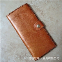 长款牛皮钱夹摆摊王地摊王纯手工钱包光面纯色
