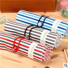 【韩国文具】时尚海军条纹笔袋帆布笔袋创意可折叠笔袋