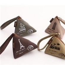 供应创意家居生活用品可爱三角复古粽子帆布零钱包小杂物收纳包