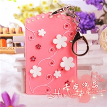 韩国创意双面亚克力公交钥匙扣挂包饭卡套浪漫小雏菊饰品批发