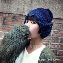 韩国代购帽子男女通用冬天韩版麻花翻边护耳帽毛线帽针织帽子