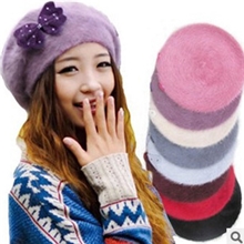 帽子厂家女式兔毛帽子批发蝴蝶结冬季贝雷帽韩版帽子清仓特价