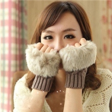 韩版新款义乌女士短款秋冬季冬天保暖毛毛线针织半指手套批发厂家