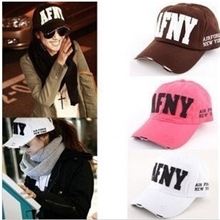 春夏季天韩版国男女帽AFNY字母棒球帽鸭舌帽帽檐磨边义乌帽子批发