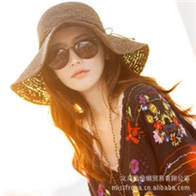 小辣椒同款夏天韩版草帽遮阳帽沙滩帽可折叠大沿帽女士帽子