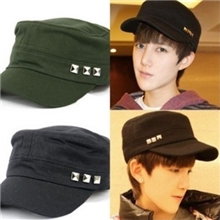 2013三颗铆钉军帽经典男士军帽韩国平顶帽子可调节帽帽子批发